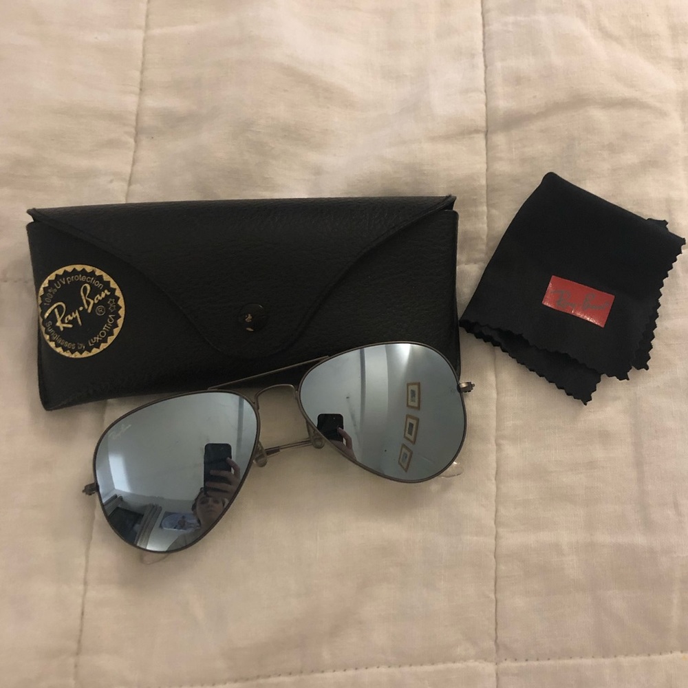 Ray-ban gunmetal and silver aviator sunglasses